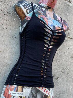 ♡ blk fairy braided cami ♡